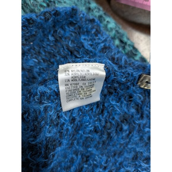 Sigrid Olsen Women's Blue & Teal Ombre Fuzzy knit cardigan Size 1X - Picture 12 of 12